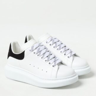 Alexander McQueen Leather Sneakers with Suede Heel Detail
