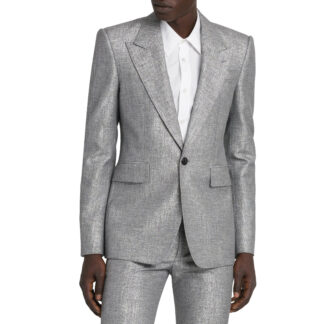 Alexander McQueen Double-Breasted Blazer Jacket with Structured Shoulders