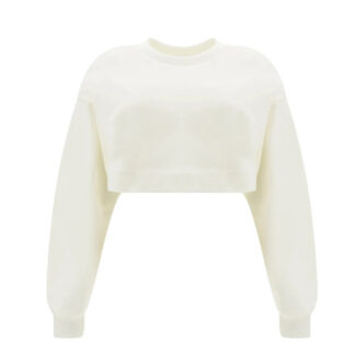 Alexander McQueen Cotton Crop Sweatshirt with Embroidered Bodice