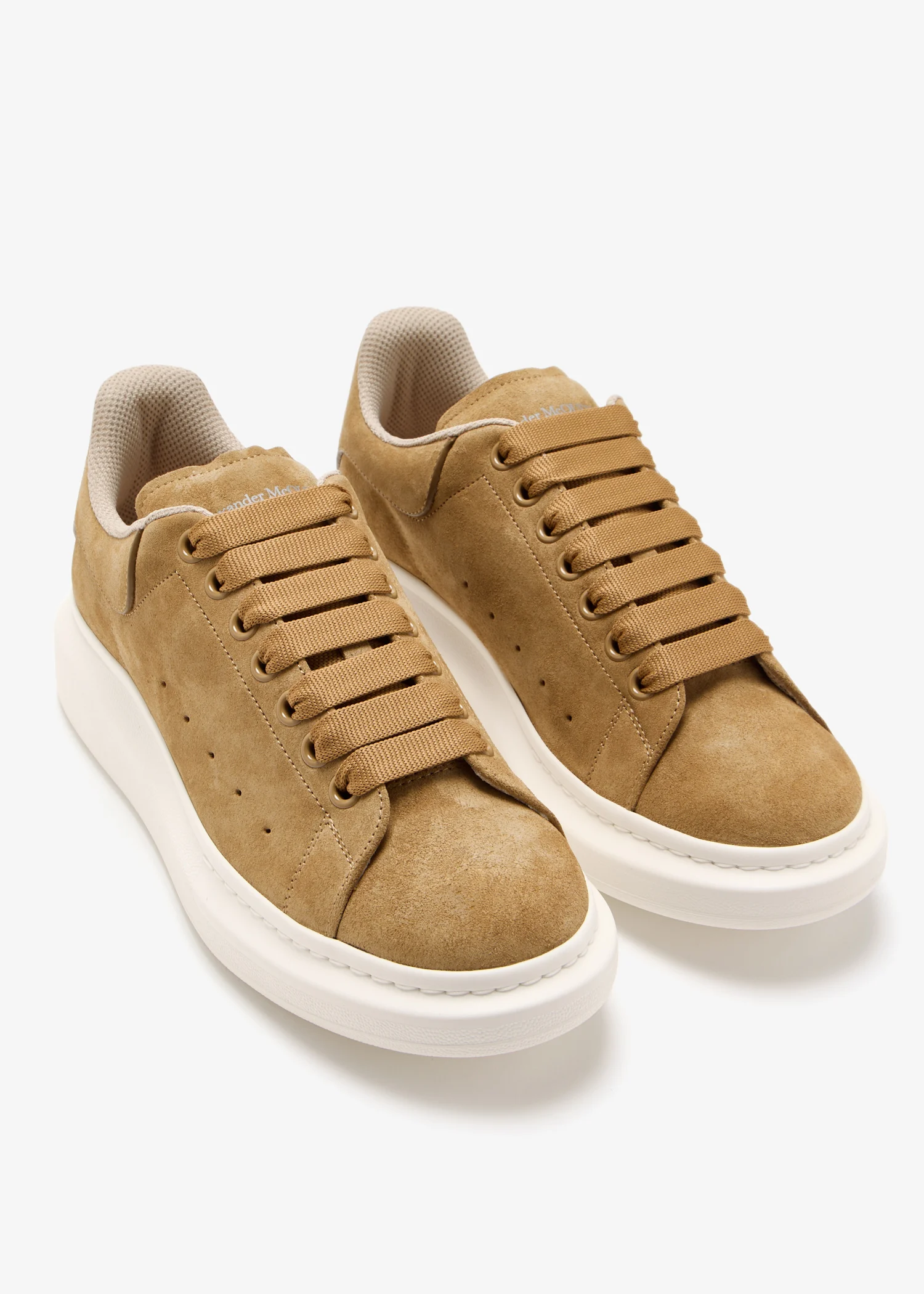 Alexander McQueen Khaki Leather Sneakers with Platform Sole - Image 3