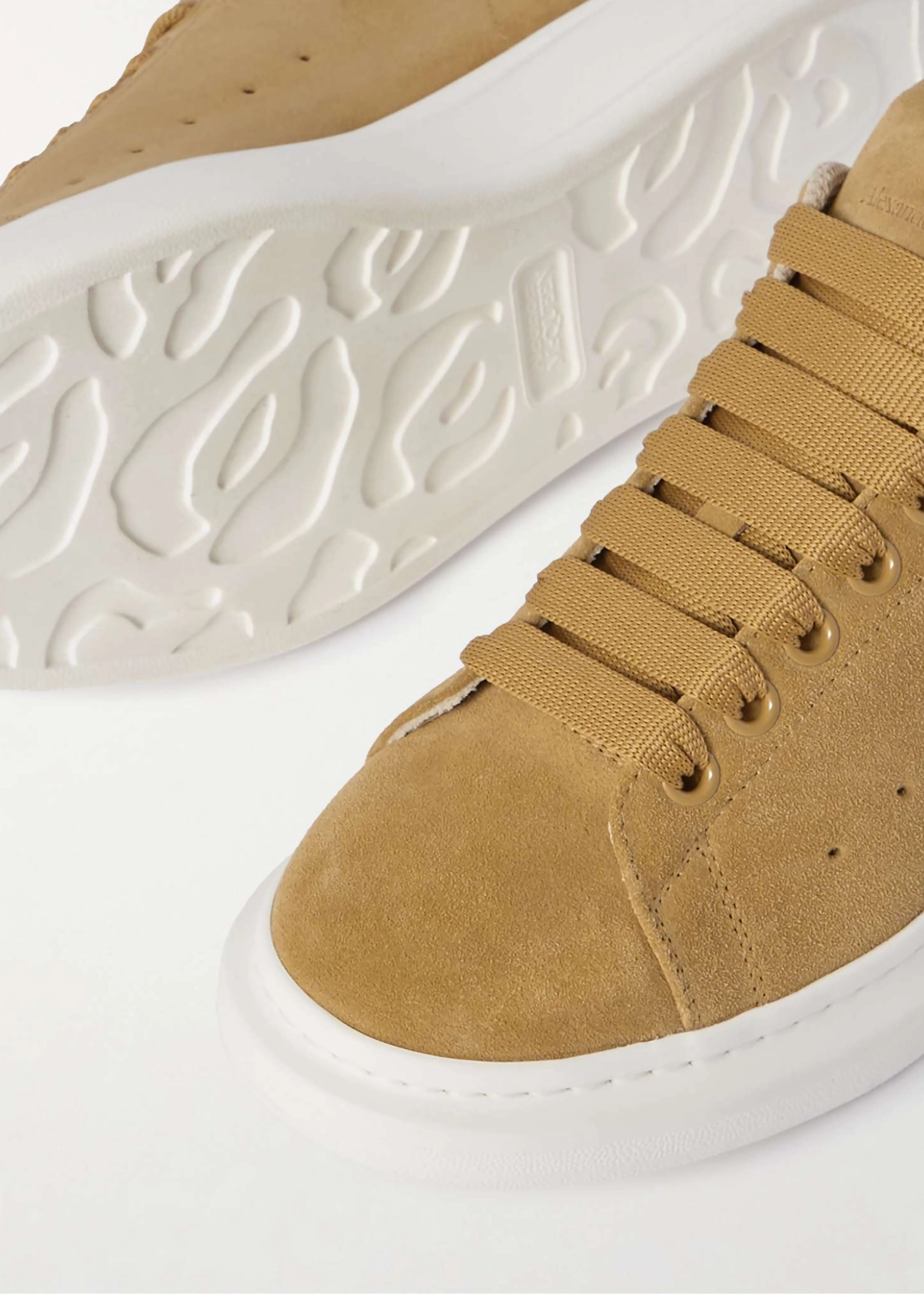 Alexander McQueen Khaki Leather Sneakers with Platform Sole - Image 5