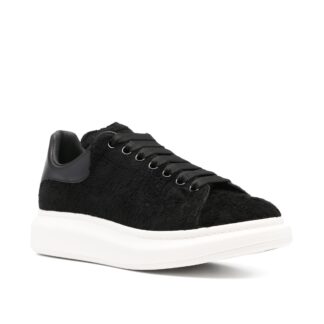 Alexander McQueen Leather Sneakers with Platform Sole and Fur Detail