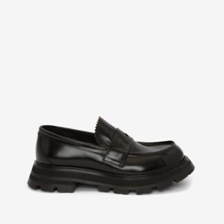 Alexander McQueen Calfskin Loafers with Patent Leather and Textured Sole