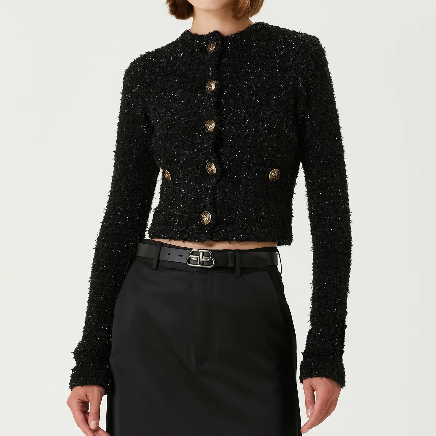 Balenciaga Cropped Cotton Cardigan with Sequins