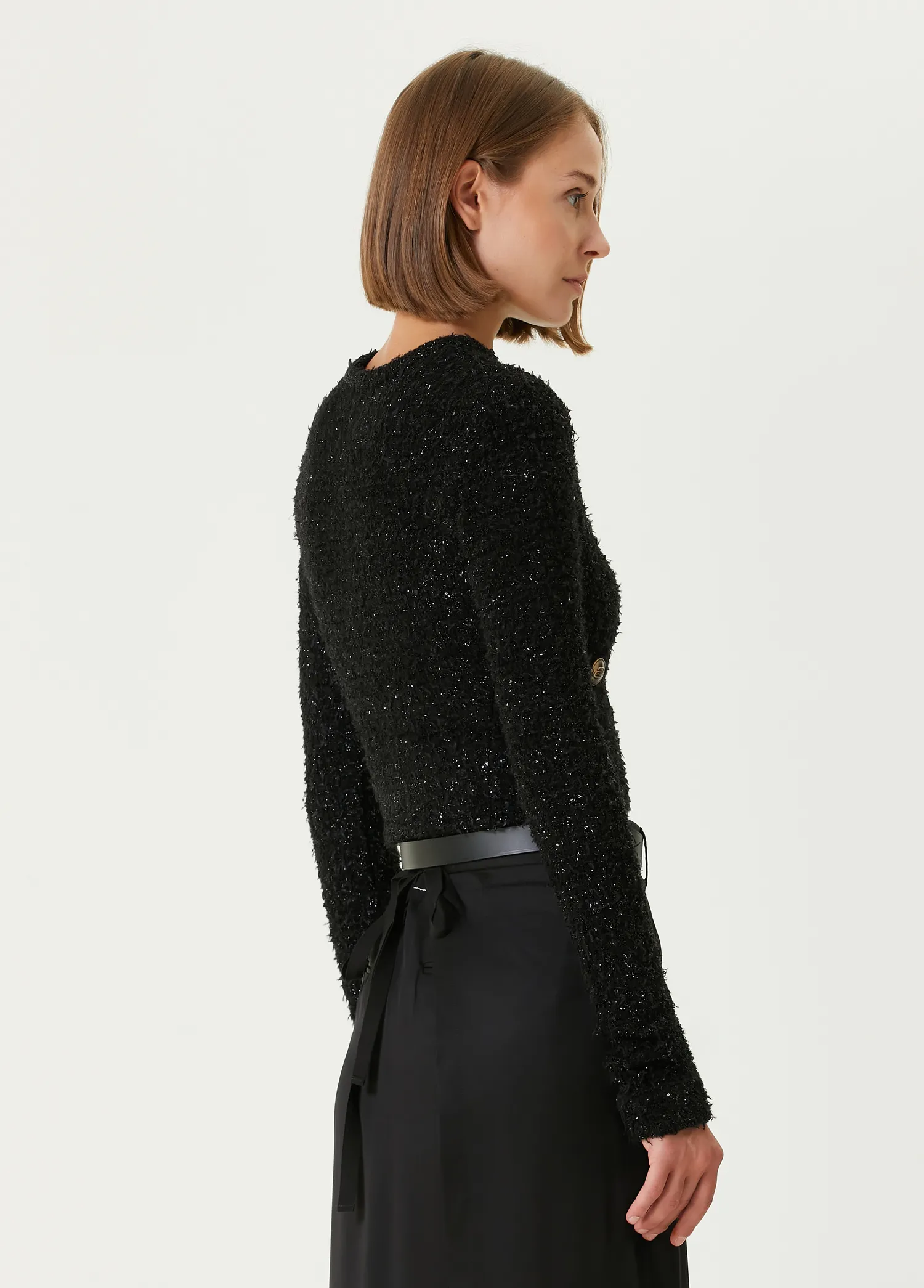 Balenciaga Cropped Cotton Cardigan with Sequins - Image 4