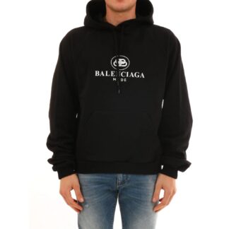 Balenciaga Black Hooded Sweatshirt with Logo Print