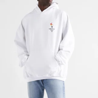 Balenciaga Loose Fit Hoodie with Embroidered Logo & Appliqués