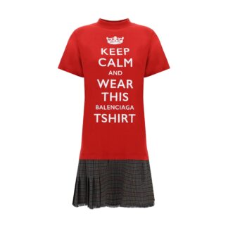 Balenciaga T-Shirt Dress with Houndstooth Mini Skirt