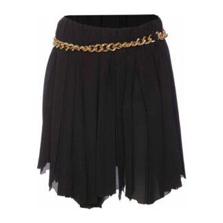 Balenciaga Asymmetrical Pleated Mini Skirt with Gold Chain Detail