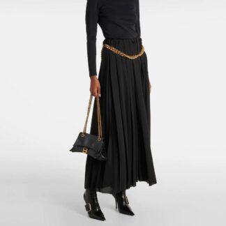 Balenciaga Women's Long Skirt with Gold Chain Waist Detail