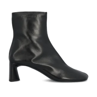 Balenciaga Leather Dutyfree Ankle Boots with Square Toe and Geometric Heel
