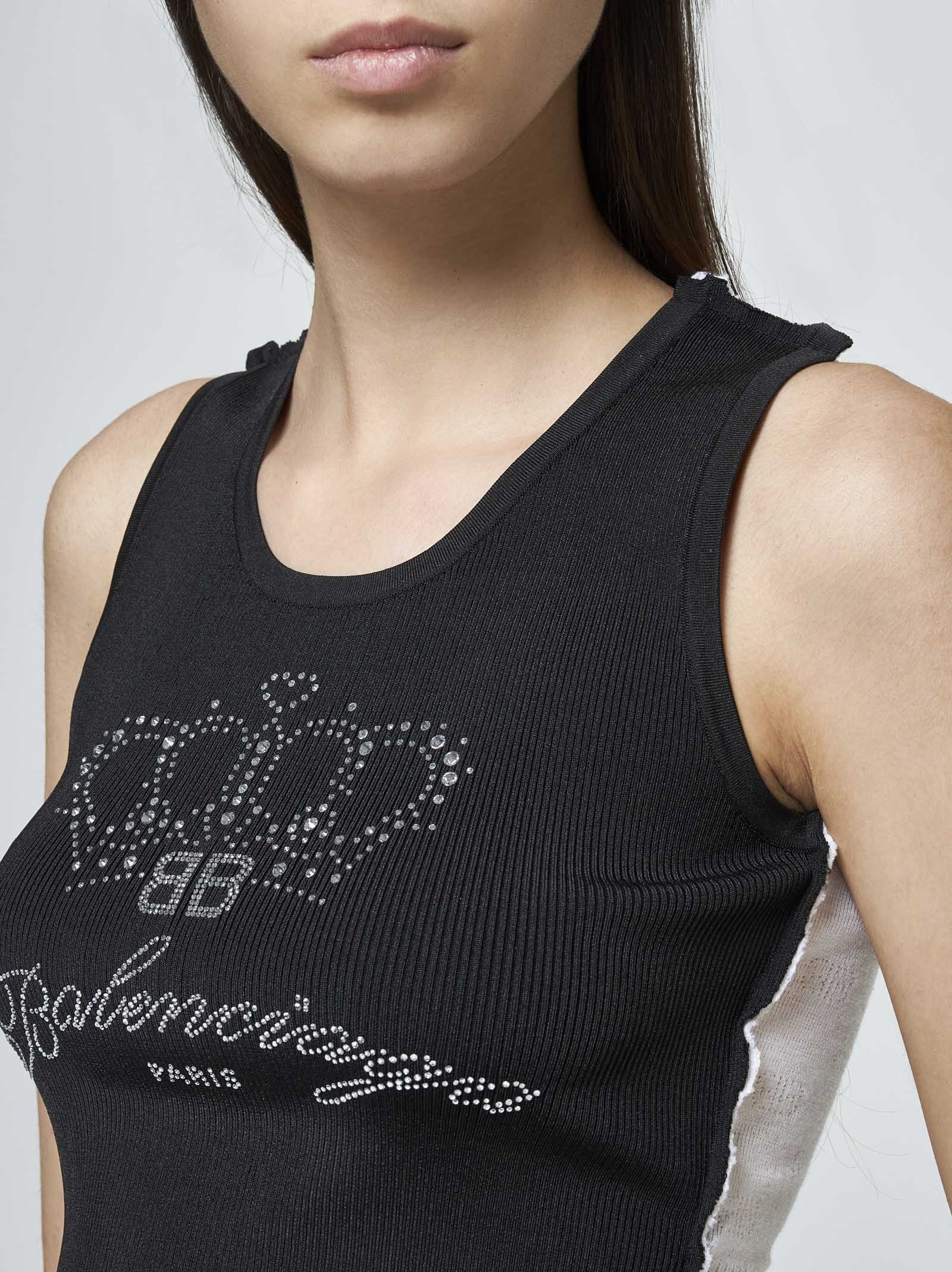 Balenciaga Iconic Sleeveless Ribbed Top with Contrasting Monogram - Image 3