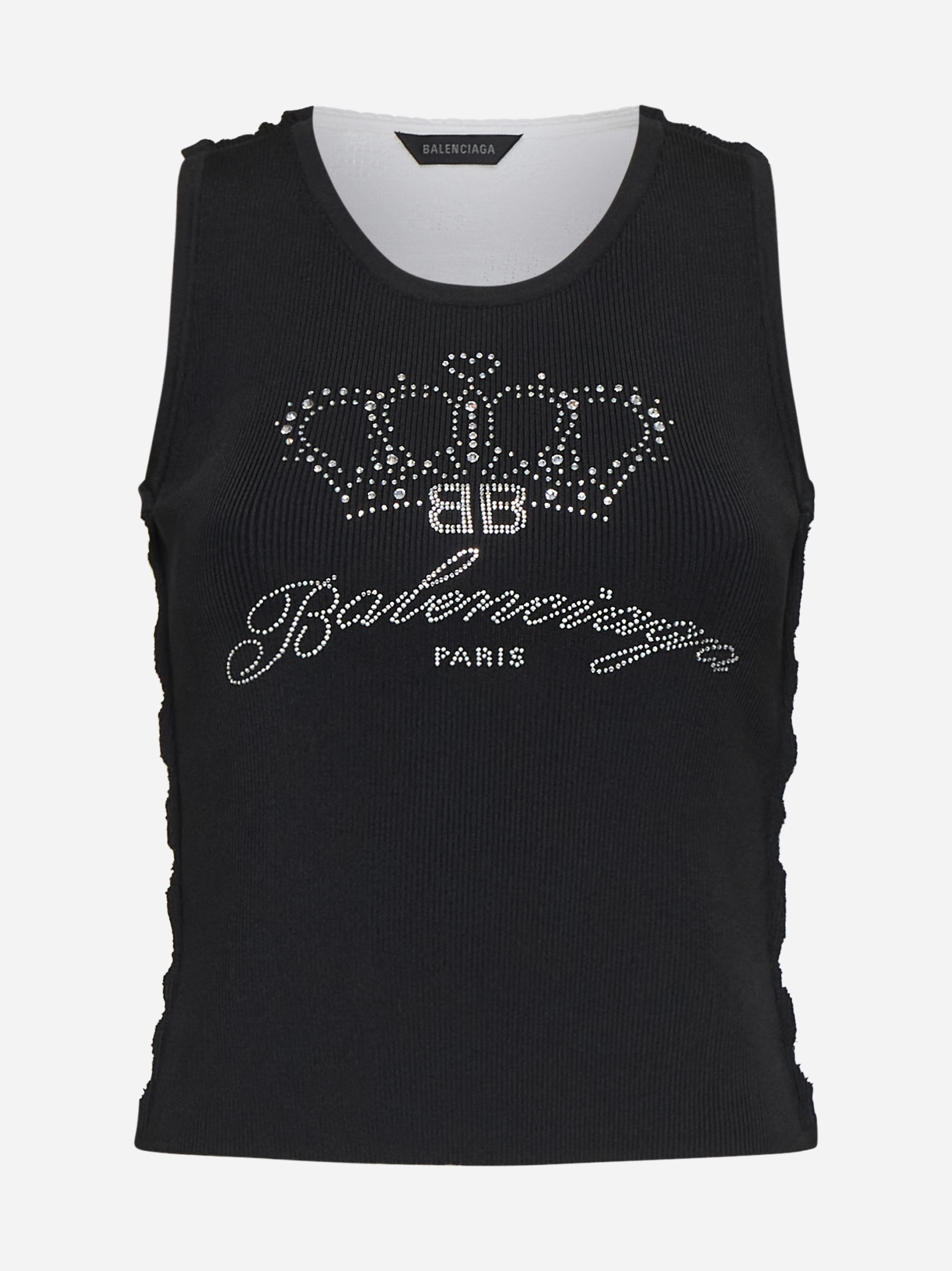 Balenciaga Iconic Sleeveless Ribbed Top with Contrasting Monogram - Image 5