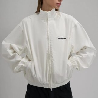 Balenciaga Monochrome Cotton Jacket with High Collar and Iconic Monogram
