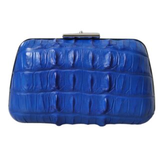 BALENCIAGA Crocodile Skin Blue Clutch