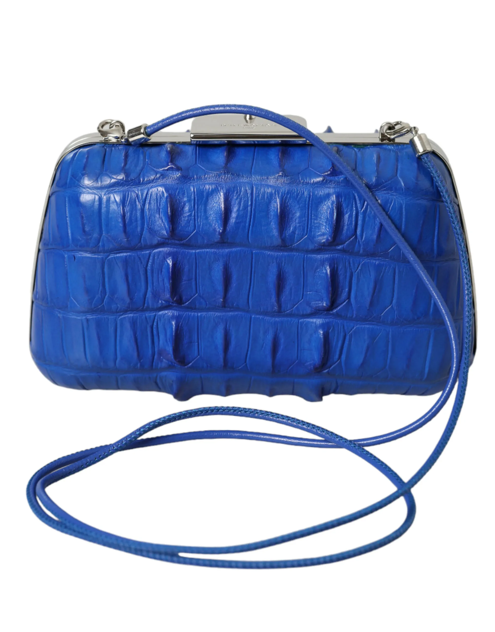BALENCIAGA Crocodile Skin Blue Clutch - Image 4