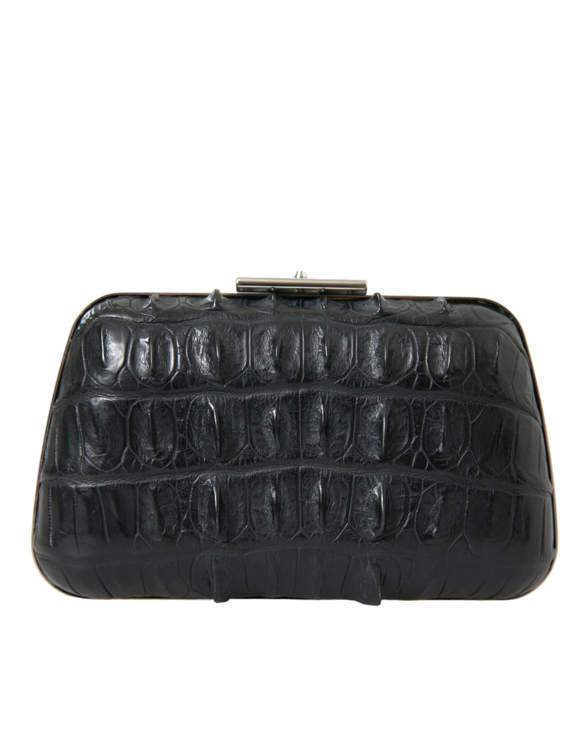 BALENCIAGA Black Crocodile Skin Leather Clutch Bag - Image 3