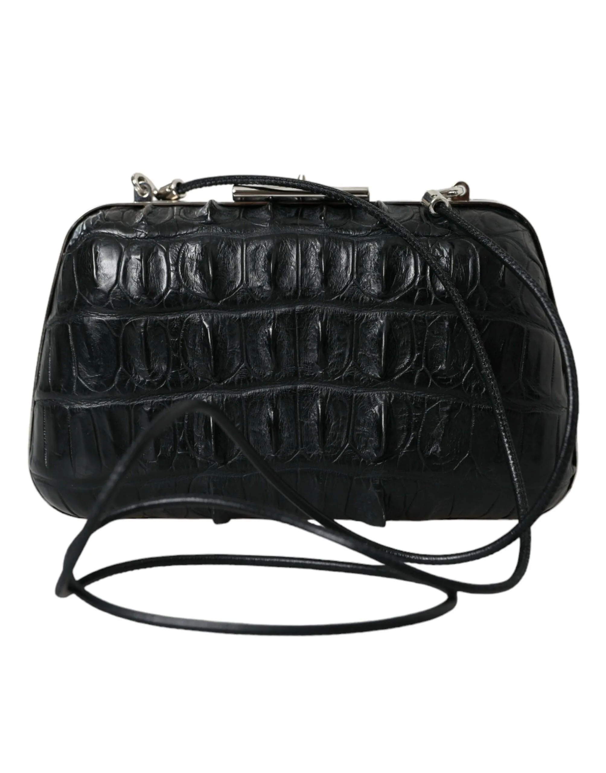 BALENCIAGA Black Crocodile Skin Leather Clutch Bag - Image 4