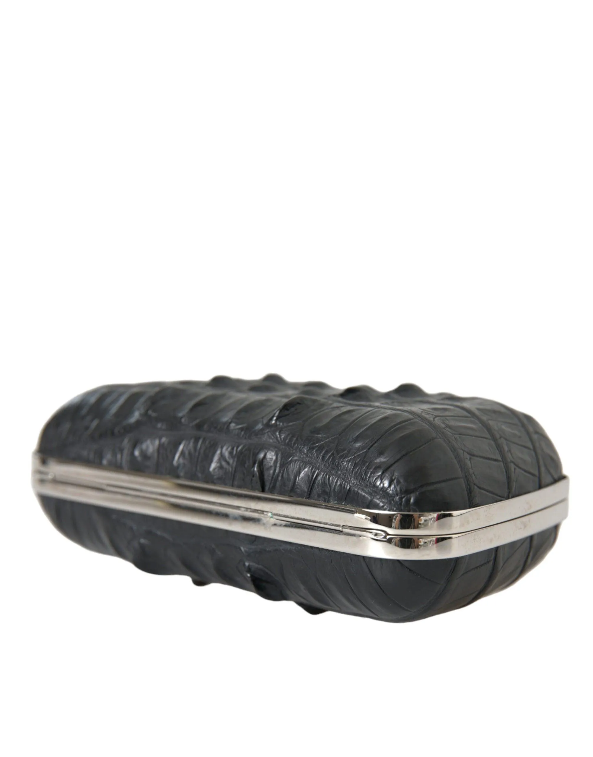 BALENCIAGA Black Crocodile Skin Leather Clutch Bag - Image 6