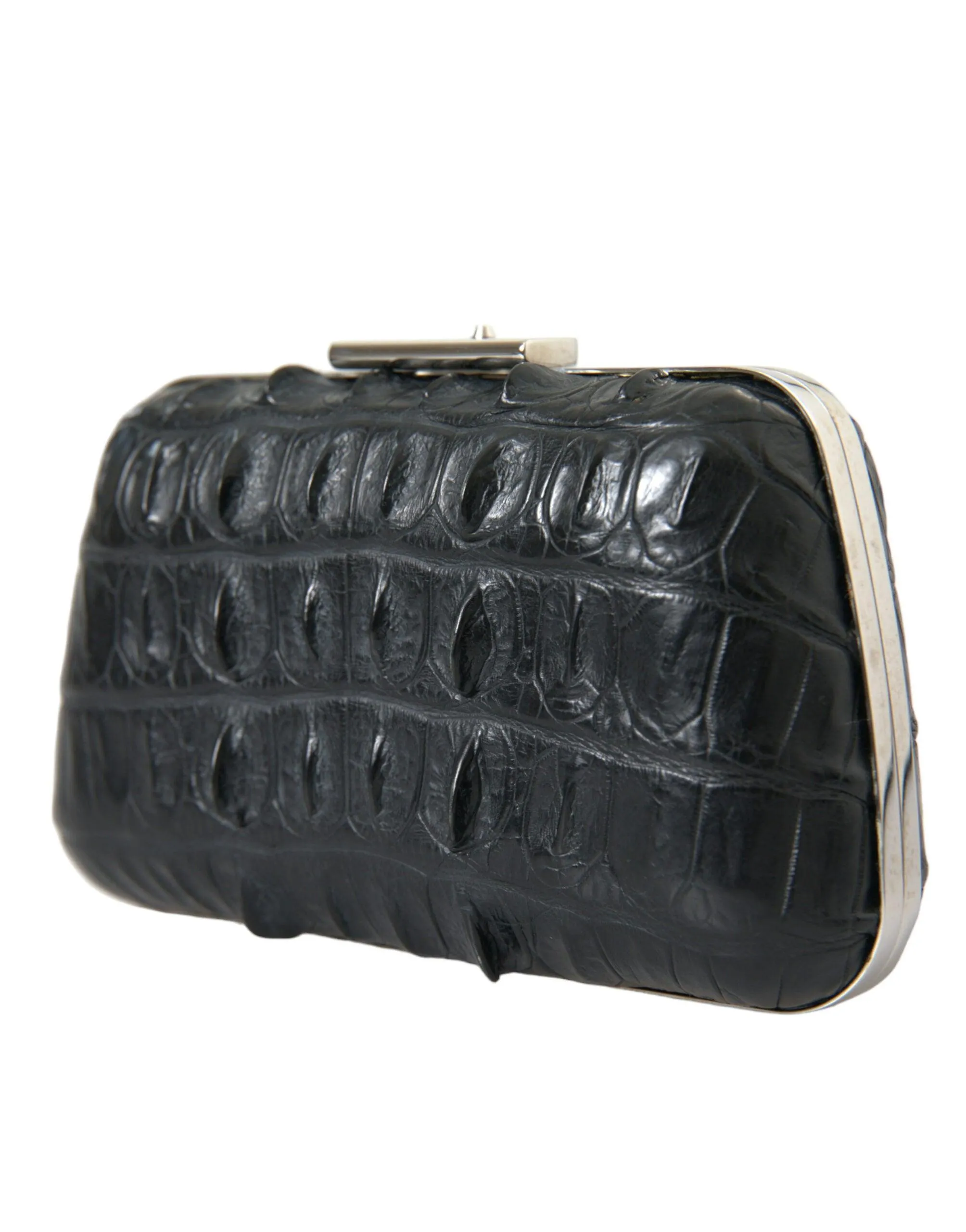 BALENCIAGA Black Crocodile Skin Leather Clutch Bag - Image 5