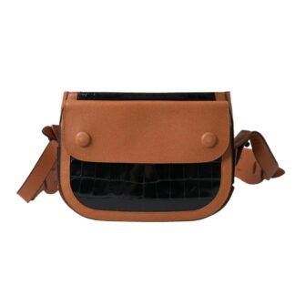 Balenciaga Black & Brown Crocodile Leather Shoulder Camera Bag