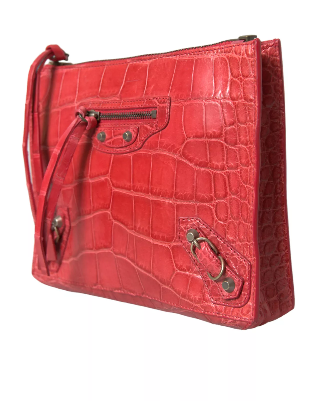 Balenciaga Exotic Red Alligator Leather Pouch Bag - Image 4