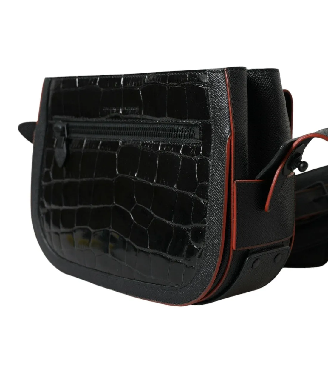 BALENCIAGA Women’s Black Crocodile Leather Camera Bag - Image 5