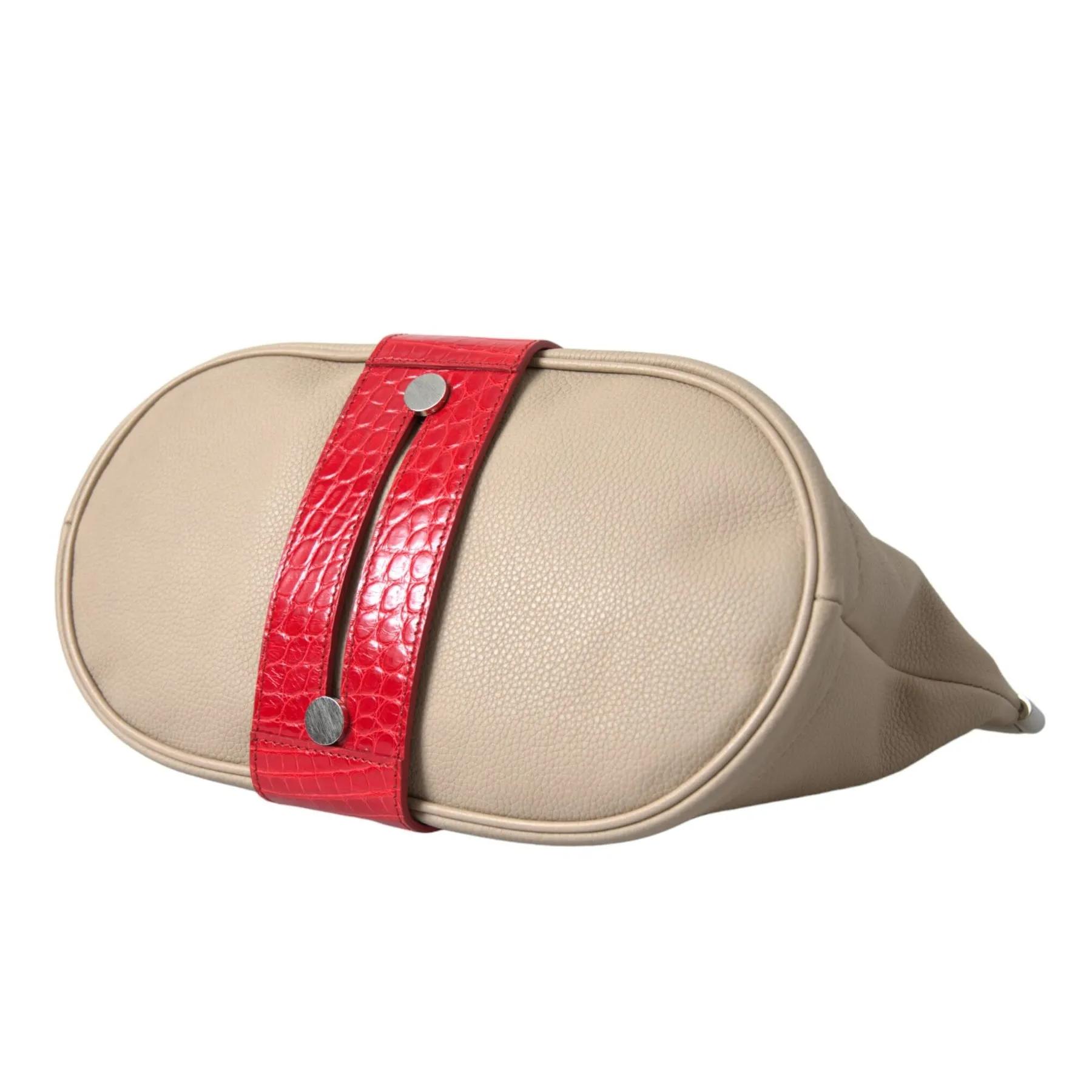 Balenciaga Two-Tone Alligator & Calf Leather Pouch Bag - Image 5