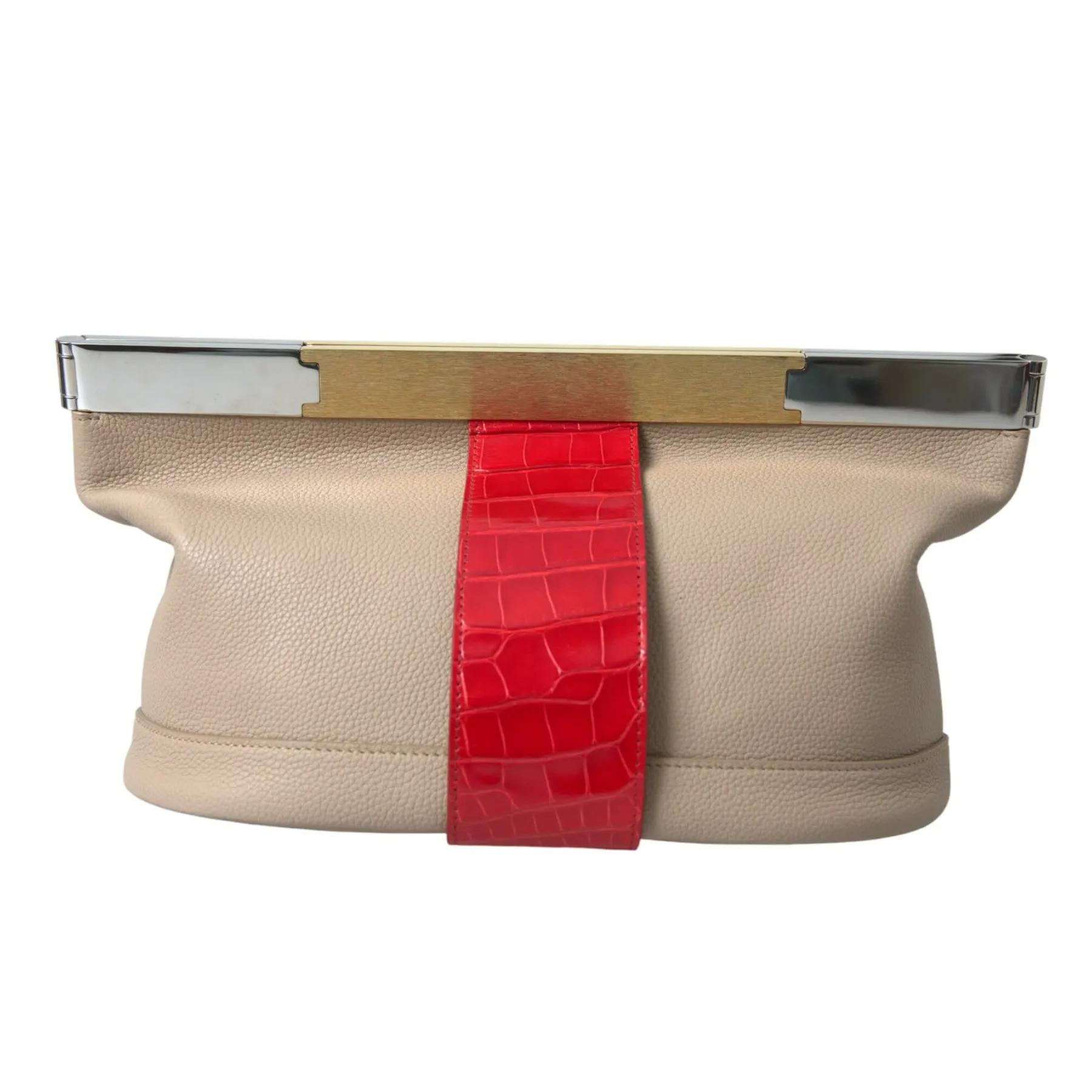 Balenciaga Two-Tone Alligator & Calf Leather Pouch Bag - Image 3