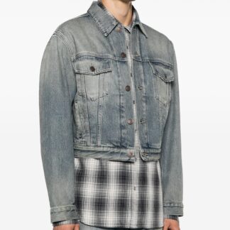 Balenciaga Cotton Denim Jacket with Button Closure and Front Pockets