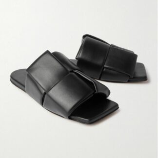 Bottega Veneta Black Maxi Intreccio Leather Sandals