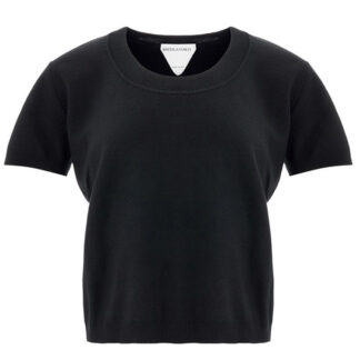 Bottega Veneta Black Mixed Cashmere Cropped Sweater