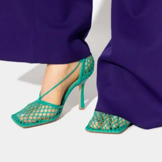 Bottega Veneta Green Stretch Mesh Sandals