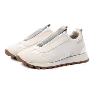 Brunello Cucinelli Luxury Slip-On Sneakers with Shiny Jewels & Suede Details