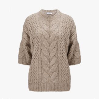 Brunello Cucinelli Alpaca Oversized Sweater with Crochet Weave