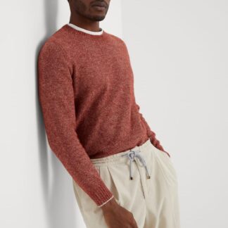 Brunello Cucinelli Men's Mélange Ribbed Crew Neck Sweater