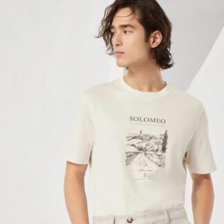 Brunello Cucinelli Cotton T-Shirt with Iconic Monogram Print