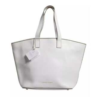 Brunello Cucinelli White Leather Shoulder Tote Bag