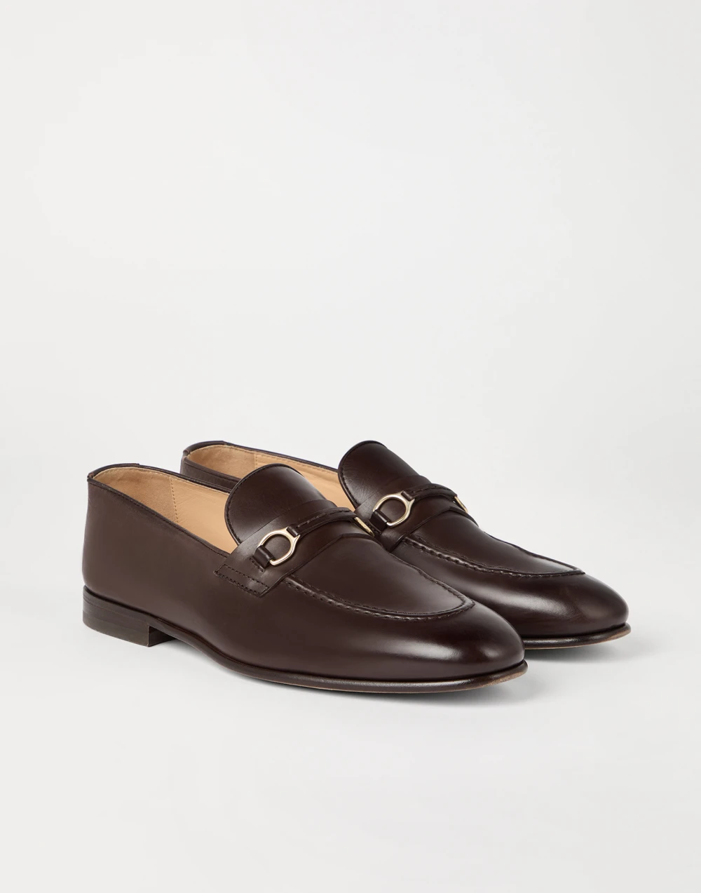 Brunello Cucinelli Leather Loafers with Brass Detail - Image 2