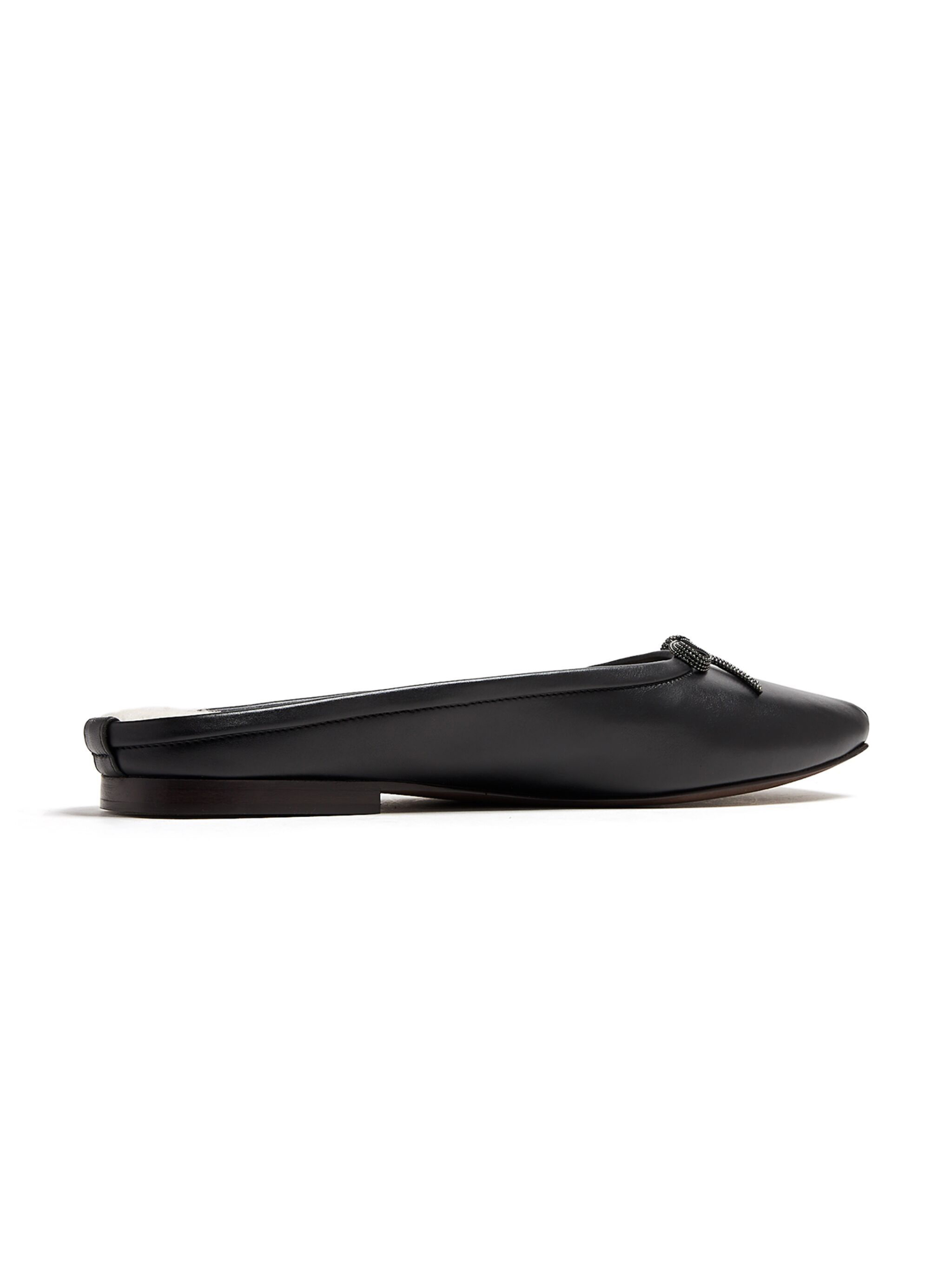 Brunello Cucinelli Leather Ballerinas with Decorative Bow - Image 4