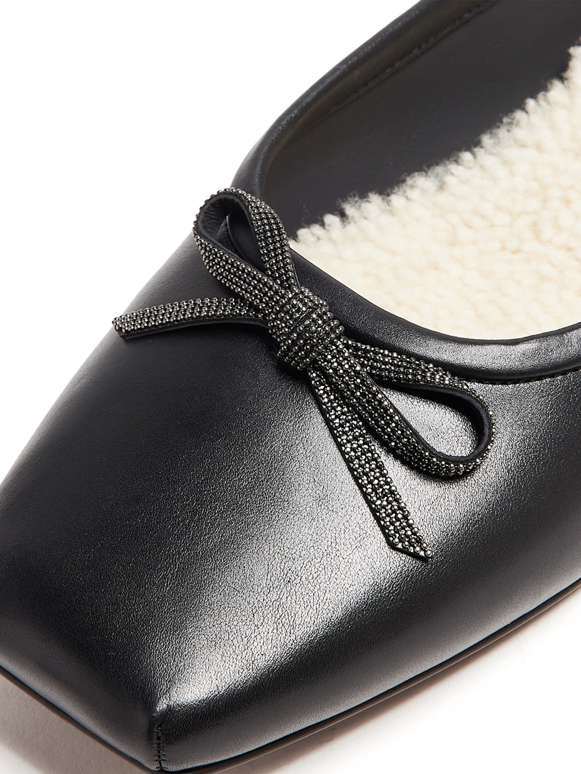 Brunello Cucinelli Leather Ballerinas with Decorative Bow - Image 5