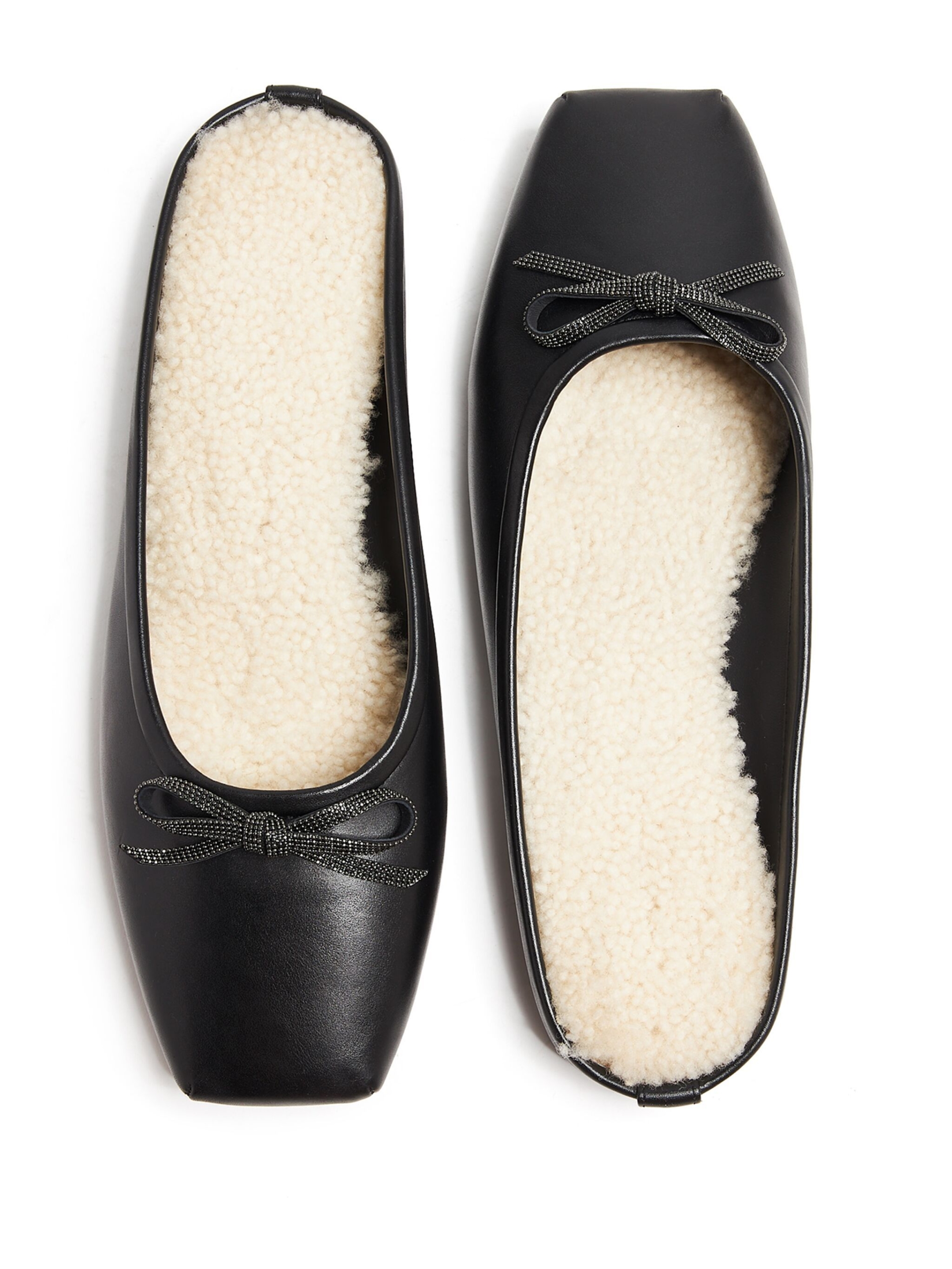 Brunello Cucinelli Leather Ballerinas with Decorative Bow - Image 3