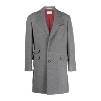 Brunello Cucinelli Cashmere Coat with Classic Lapels and Double Back Slit