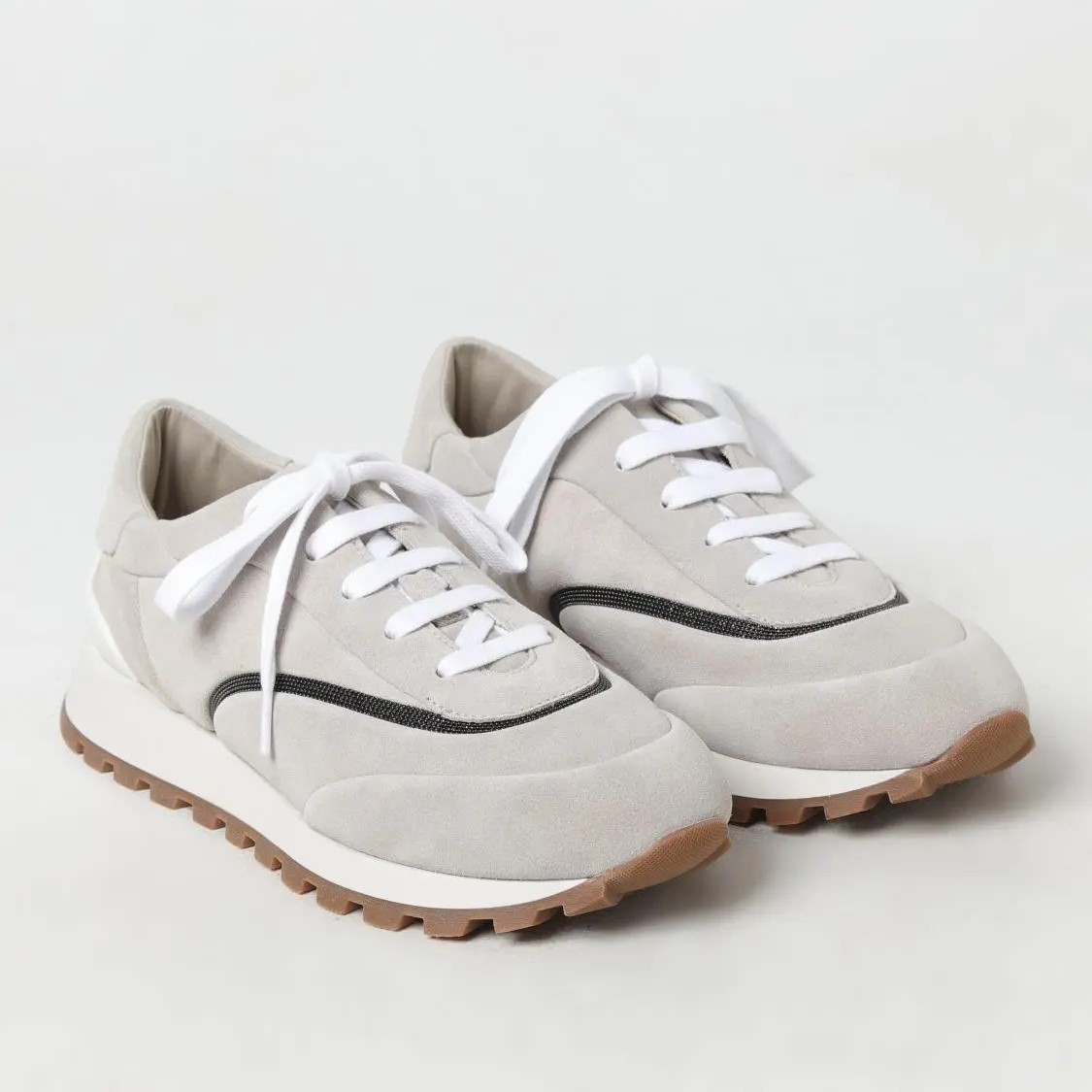 Brunello Cucinelli Leather Sneakers with Suede Detailing