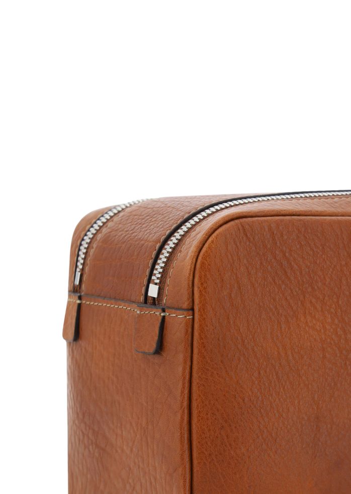 Brunello Cucinelli Leather Beauty Case with Double Zipper - Image 5