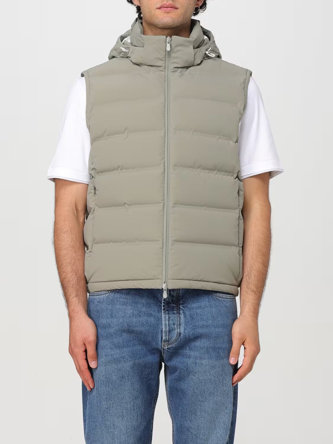 Brunello Cucinelli Down Vest with Adjustable Hood and Quilted Design - Image 2