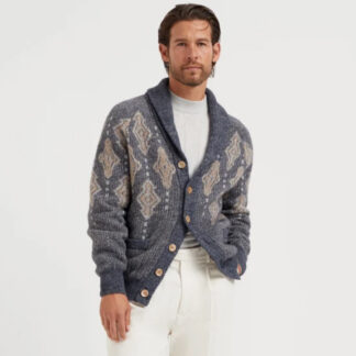 Brunello Cucinelli Virgin Wool Cardigan with Shawl Lapels