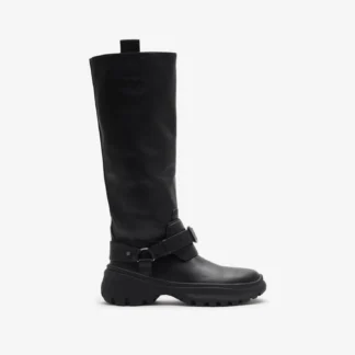 Burberry Leather Stomp Boots with Equestrian Detailing