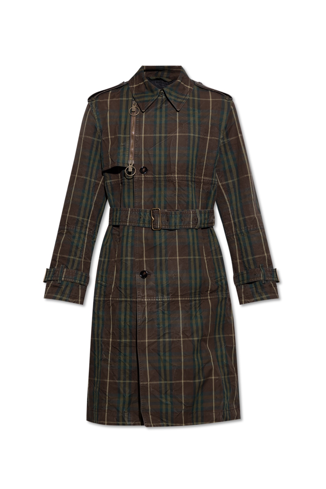 Burberry Cotton Double-Breasted Trench Jacket with Archivio Check - Image 6