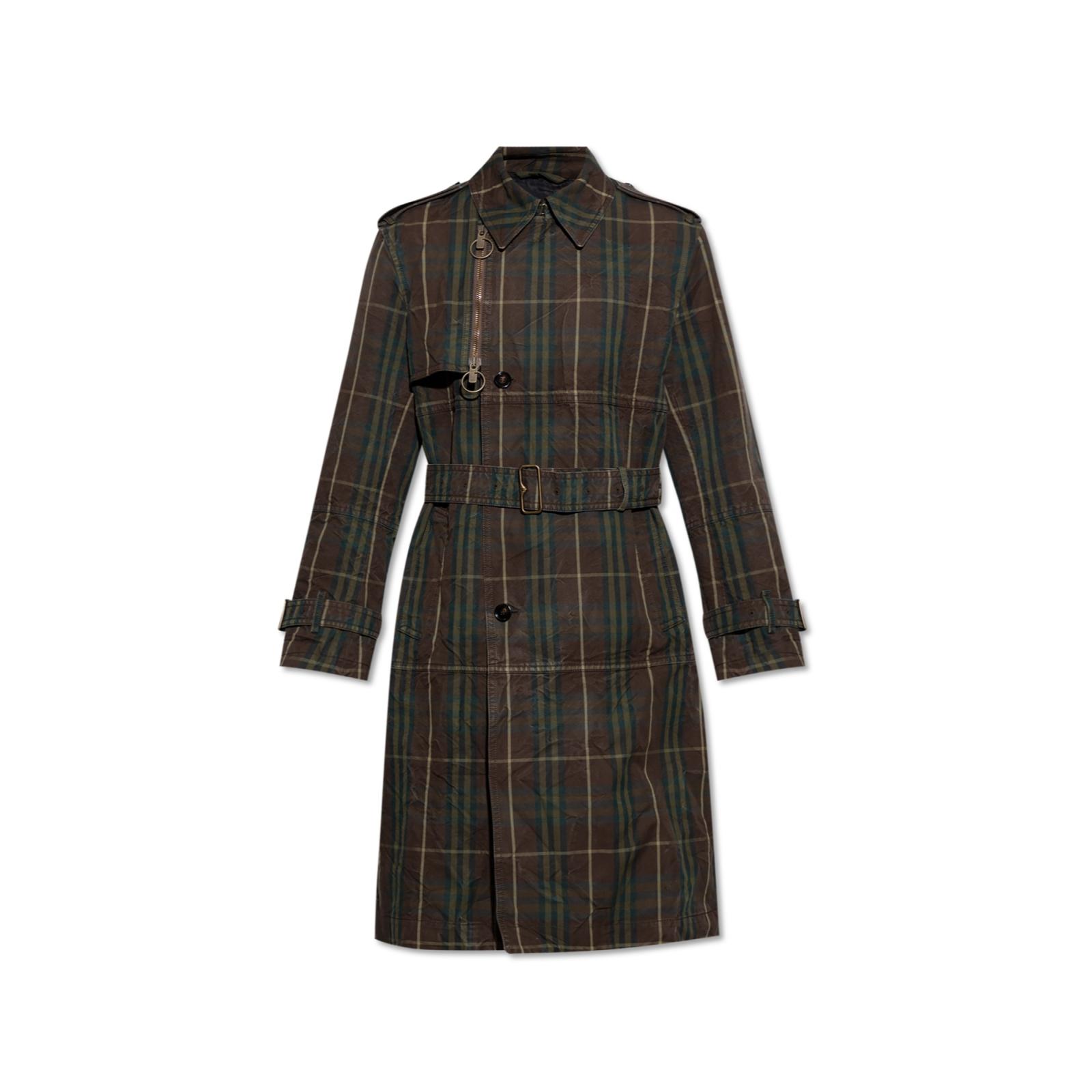 Burberry Cotton Double-Breasted Trench Jacket with Archivio Check